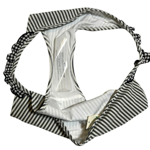 NWT Aerie American Eagle Seersucker Stripe Ruffle Bikini Bottom Black White Sz S - Picture 6 of 6